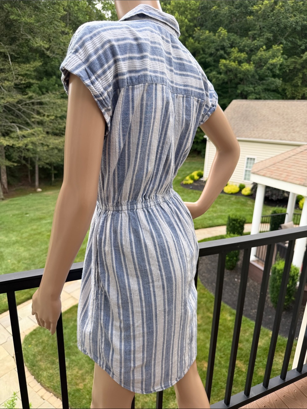 Japna Blue and White Striped Mini Dress - Picture 3 of 10